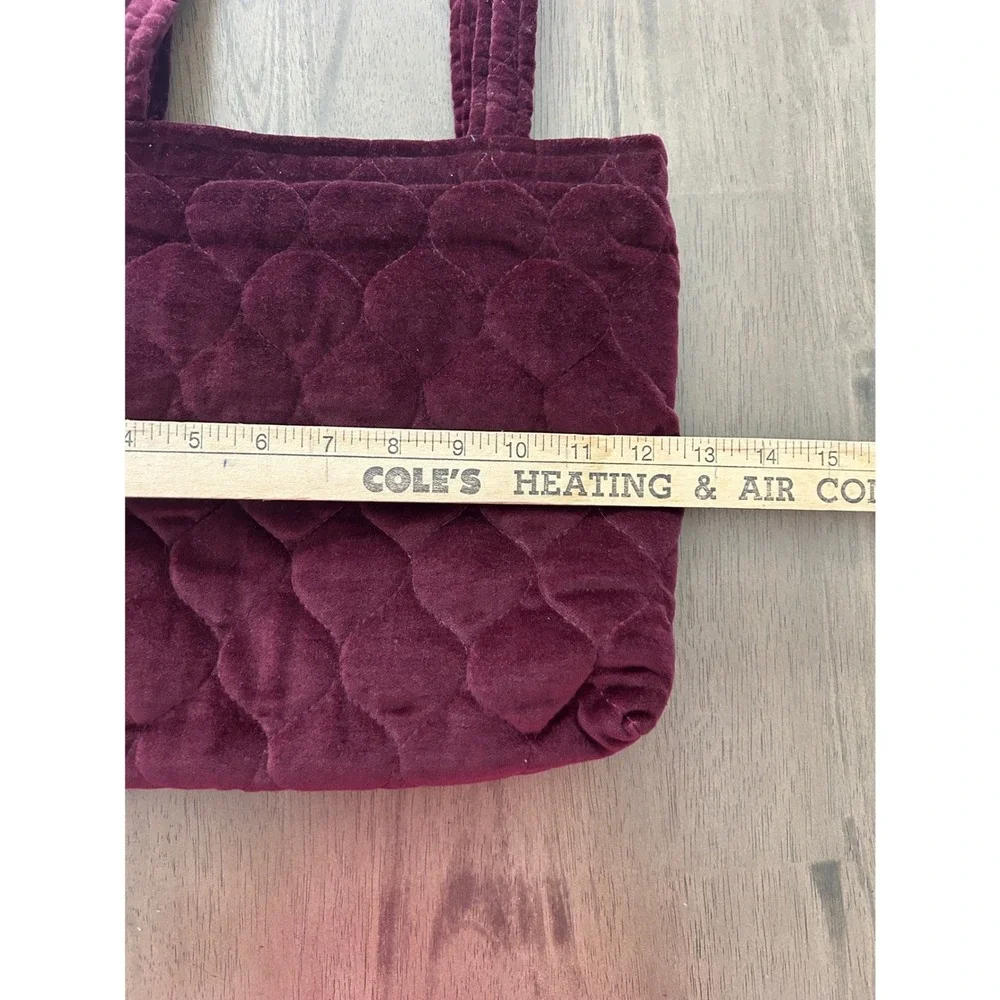 Daren's Bags Boho Burgundy Quilted Velvet Tote Shoulder Bag Handmade In Michigan